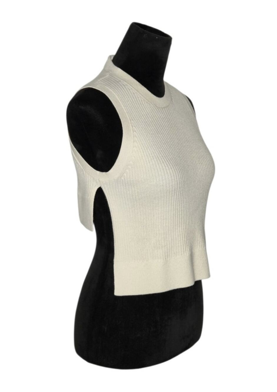 3.1 Phillip Lim Ribbed Knit Vest Cropped Back Open Side Minimalist Top XS